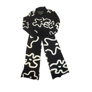 Cider Black and White Wide Leg Jumpsuit